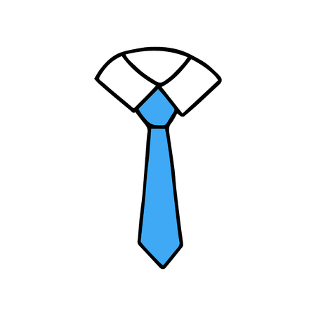Doodle tie icon, vector illustration cartoon drawing of collar and tie. Isolated on white background.のイラスト素材