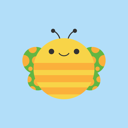 Vector Illustration Keywords: Colorful butterfly, insect animal head, face illustration. Isolated on blue background.のイラスト素材