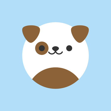 Vector Illustration Keywords: Spotted puppy, dog animal head, face illustration. Isolated on blue background.のイラスト素材