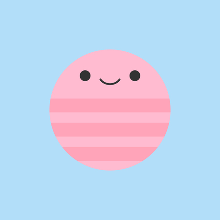 Cute earthworm round vector graphic icon. Pink segmented worm animal head, body illustration. Isolated on blue background.のイラスト素材