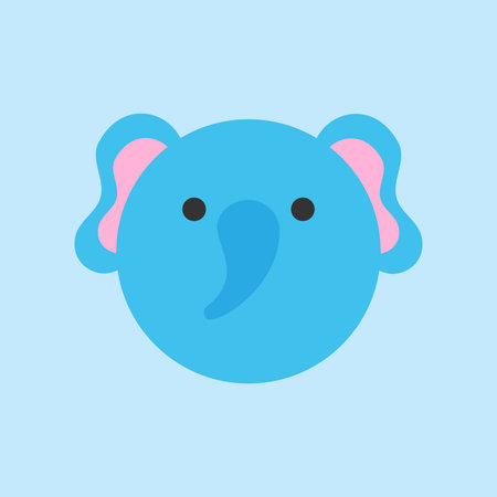 Vector Illustration Keywords: Baby elephant animal head, face illustration. Isolated on blue background.のイラスト素材