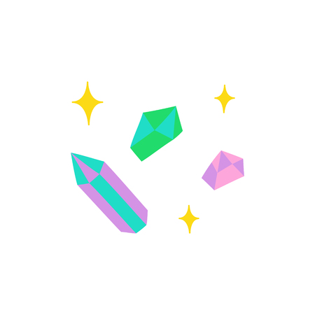 Cute hand drawn gem vector illustrations. Halloween, witch or fortune-teller's crystal stones, isolated.のイラスト素材