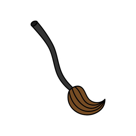 Hand drawn witch broom vector illustration. Halloween, magical broom icon, isolated.のイラスト素材