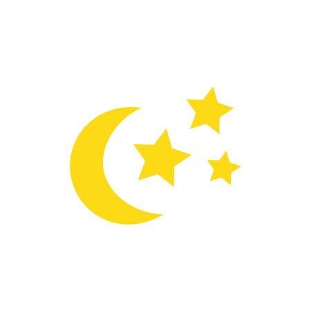 Cute hand drawn moon and stars vector illustration. Shiny crescent moon and sparkles. Halloween themed, night sky objects, isolated.のイラスト素材