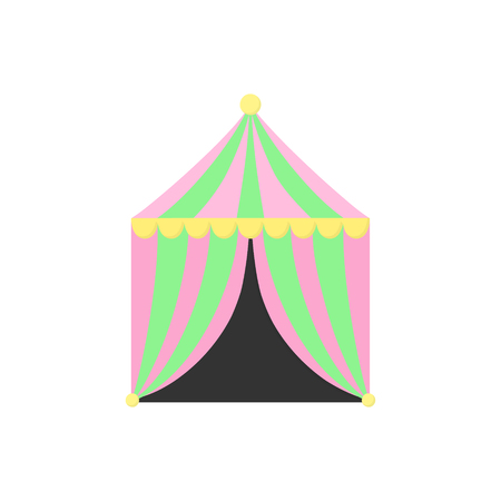 Cute circus, carnival, funfair tent or booth, vector graphic illustration icon. Isolated.のイラスト素材
