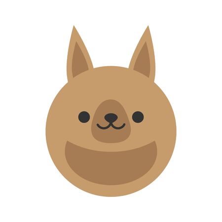 Cute kangaroo round graphic vector icon. Brown kangaroo with pouch, animal head, face illustration. Isolated.のイラスト素材