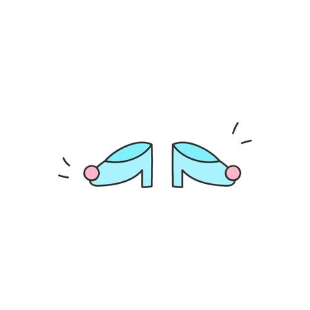 Princess shoes with pink stone, vector illustration. Hand drawn isolated icon.のイラスト素材