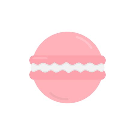 Cute pink macaron candy round vector illustration. Sweet Sugar Candy, Almond Meringue, Kiss Dessert Graphic Icon. Isolated.のイラスト素材