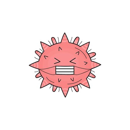 Vector Illustration Keywords: Hand Drawn Disease Bacteria Outlined Pink Character. Isolated.のイラスト素材