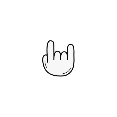 Rock gesture vector illustration icon. Doodle hand drawn outlined cartoon rock pose hand. Isolated.のイラスト素材