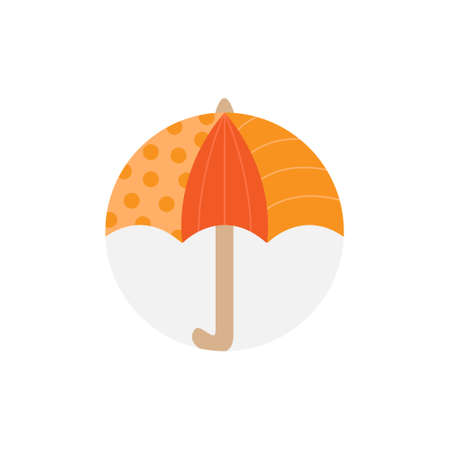 Cute umbrella round vector icon. Autumn, fall umbrella circle illustration. Isolated.のイラスト素材