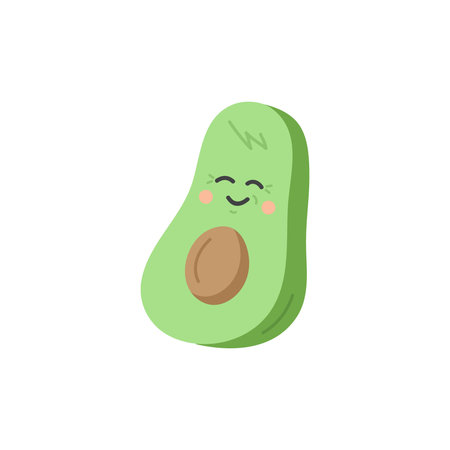 Cute half avocado funny vector illustration icon