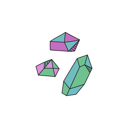 Magical crystals vector illustration. Hand drawn witch, magic colorful crystal stones. Isolated.