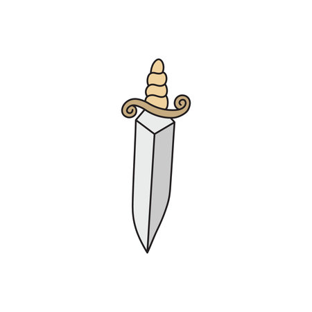 Dagger vector illustration. Hand drawn classic knife, sword, dagger with handle. Isolated.のイラスト素材