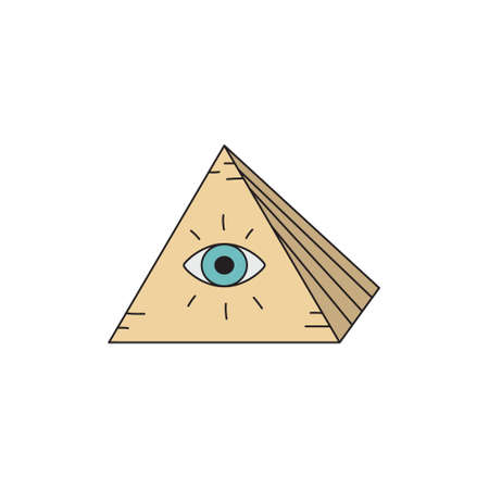 All-seeing eye, pyramid vector illustration. Hand drawn cute magical mystic symbol. Isolated.のイラスト素材