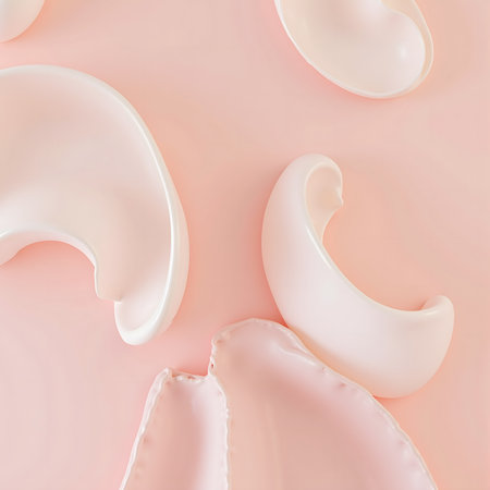3d render, abstract background with cream or milk in the form of shellsの素材