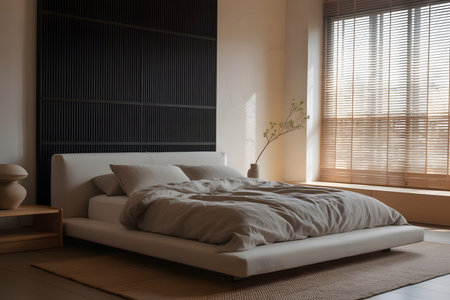 Modern bedroom interior design. Bedroom in the morning.の素材
