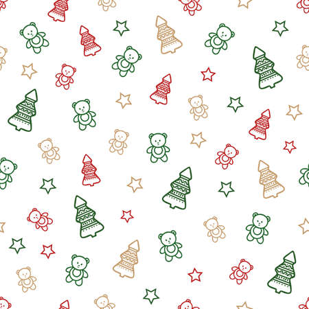 Vector christmas teddy bear repeat pattern backcgroundのイラスト素材