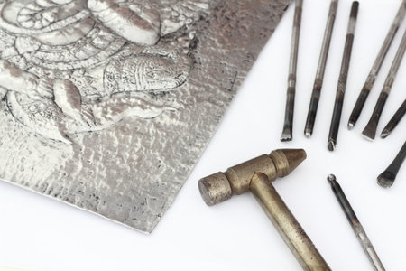 Metalworking tools isolated on a white background. Close-up.