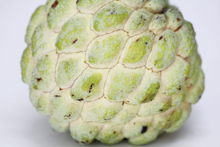 Custard apple fruit on white background, Annona squamosa