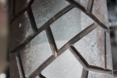 Detail of a motorcycle tire, closeup of a motorcycle tireの写真素材