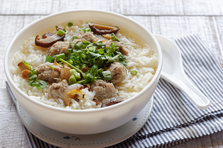 Thai Rice Soup With porkの写真素材
