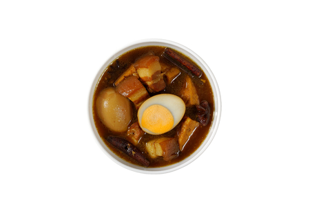 Egg and Pork in Sweet Brown Sauce (Kai Pa Lo) isolated on white backgroundの写真素材