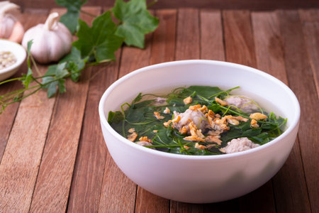 Vegetable gourd soup with minced pork