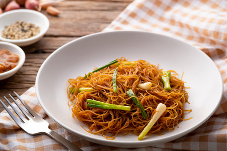 Stir Fried Rice Vermicelli Noodle With Black Soy Sauce.Easy vegetarian food (Pad-See-Ew)の写真素材