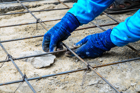 Reinforcing in the construction siteの写真素材
