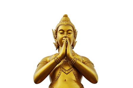 Thai style statue acting Wai  or Sawasdee の写真素材