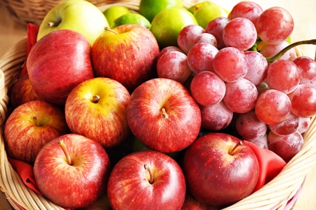 Mixed fruits in the basketの写真素材