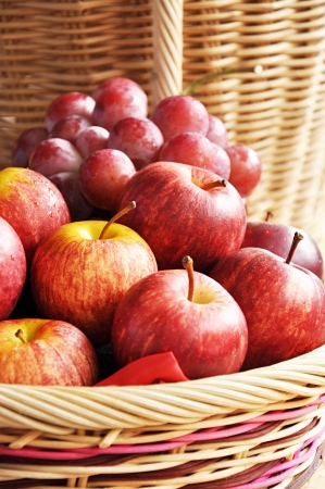 Mixed fruits in the basketの写真素材