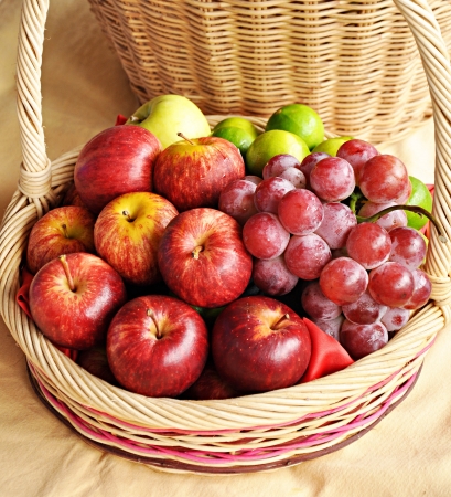 Mixed fruits in the basketの写真素材