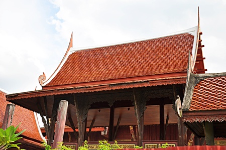 Traditional Thai roofs and gables のeditorial素材