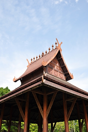 Ancient wooden Thai style pavilionの写真素材