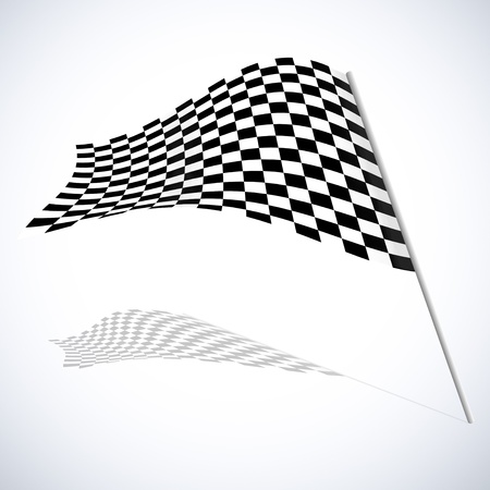 Checkered racing flag isolated on white baackgroundの写真素材