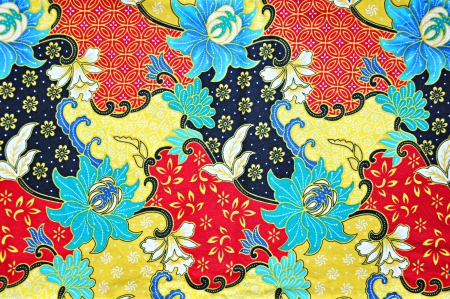 Colorful batik cloth fabric backgroundの写真素材