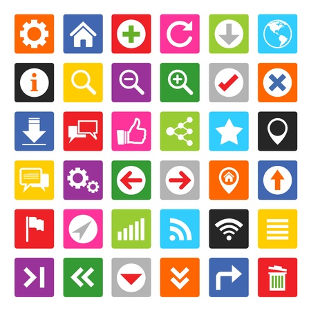 Colorful website and internet icon setのイラスト素材