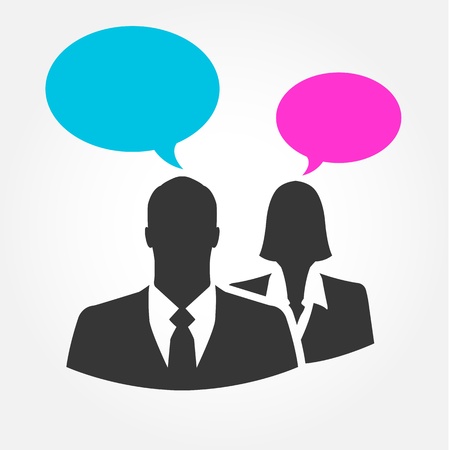 Businesspeople talking with bubble signs - vector iconのイラスト素材