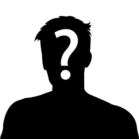 Male silhouette profile picture with question mark on the head - vectorのイラスト素材