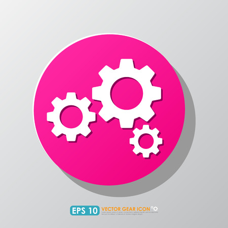 Cog or gear set in colorful pink circle for mobile and web iconの写真素材