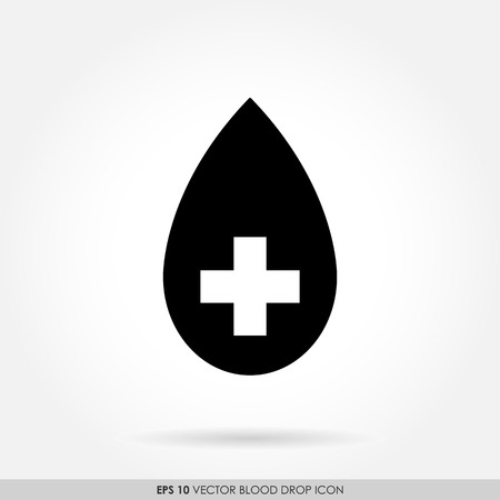 Black drop icon with cross sign - blood donation & medical conceptの写真素材