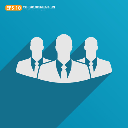 Three businessman icon on blue background - teamwork, relationship & HR conceptのイラスト素材
