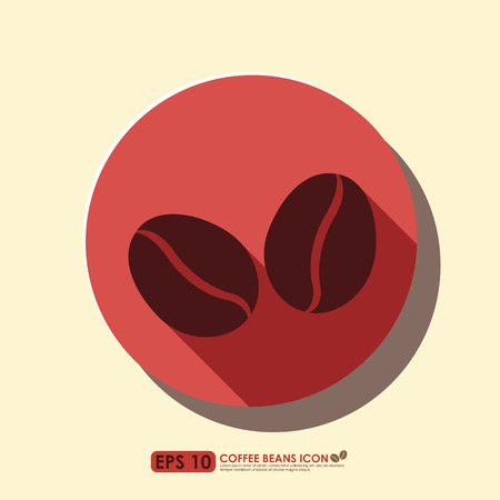 Coffee bean icon on red circle backgroundのイラスト素材