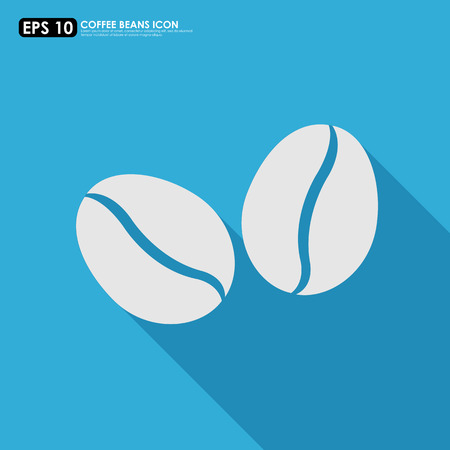 Coffee bean icon with shadow on blue backgroundのイラスト素材