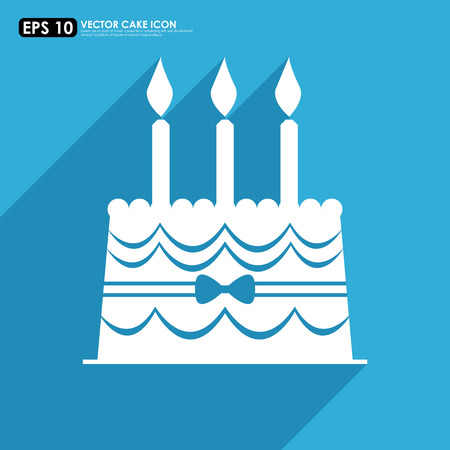 White cake icon on blue background - birthday and celebration conceptのイラスト素材