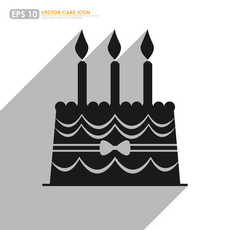 Black cake icon with shadow - birthday and celebration conceptのイラスト素材