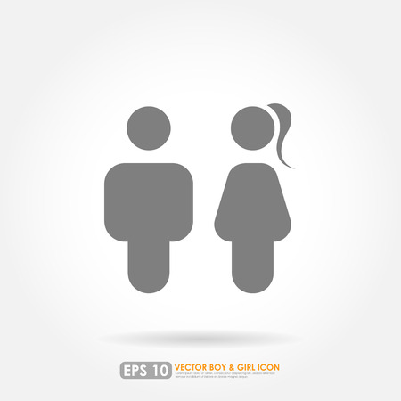 Boy   girl icons in gray colorのイラスト素材