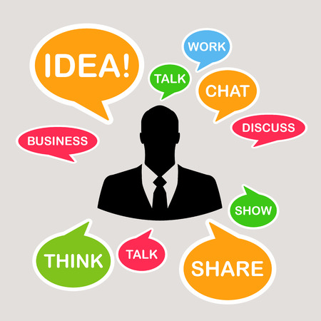 Businessman icon with colorful speech or comment bubblesのイラスト素材